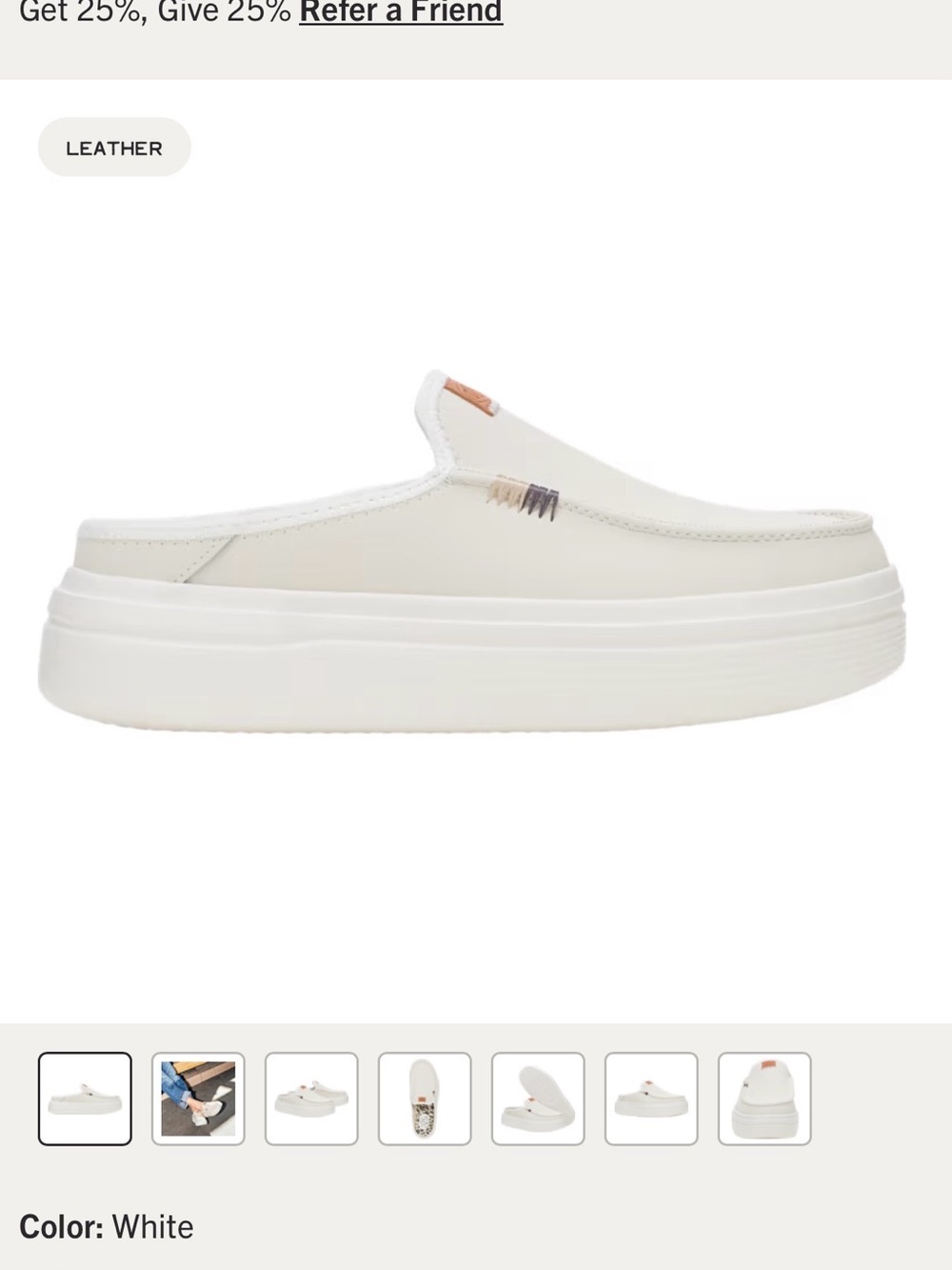 Hey Dude White Slip-On Platform Mule